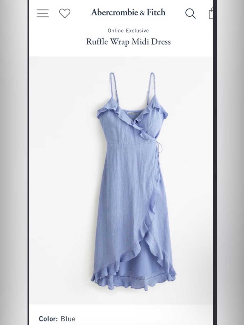 Abercrombie & Fitch Blue Solid V-Neck Sleeveless Wrap Ruffle Long Dress PXL